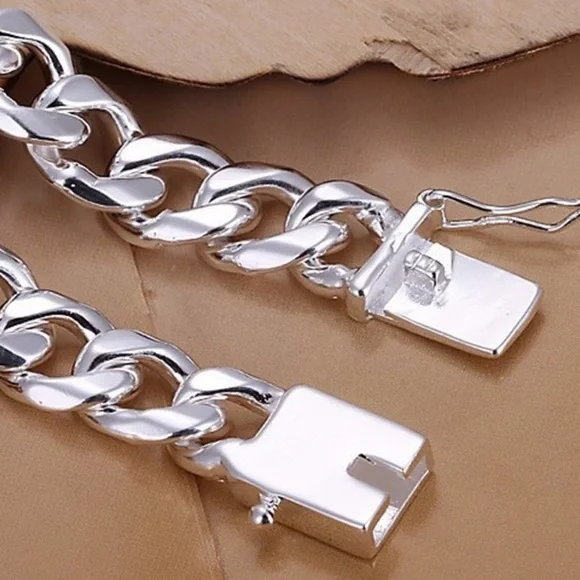 Sterling Silver Chain Link Cuban Necklace Curb Unisex - Picture 9 of 9
